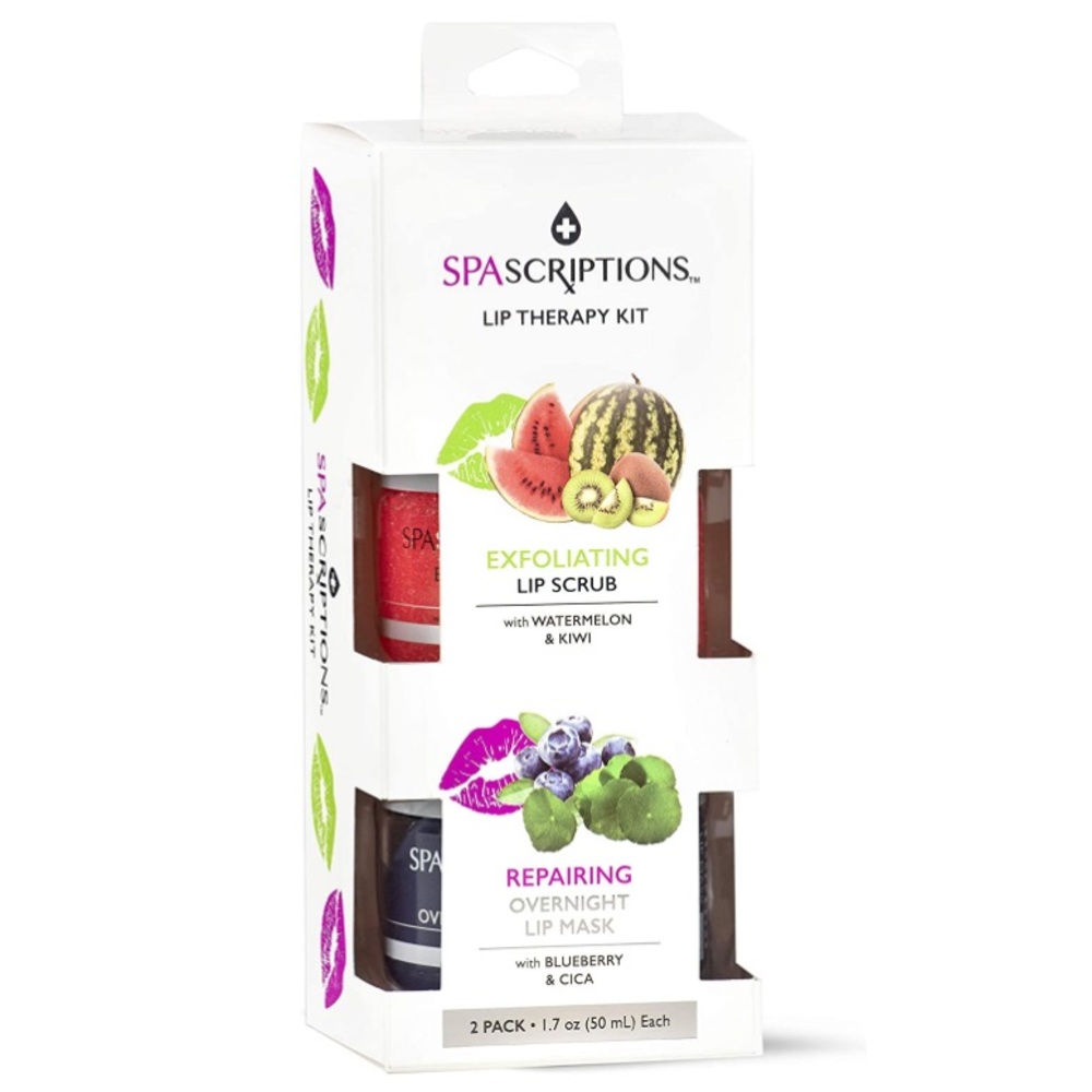 SpaScriptions Lip Therapy Kit, Exfoliate & Repair- Watermelon Kiwi & Blueberry